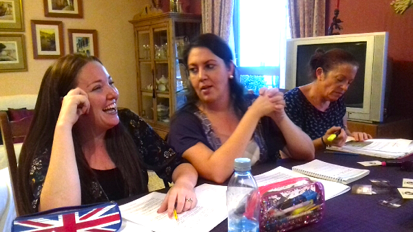 Participants comparing exercises at the first Life Skills workshop