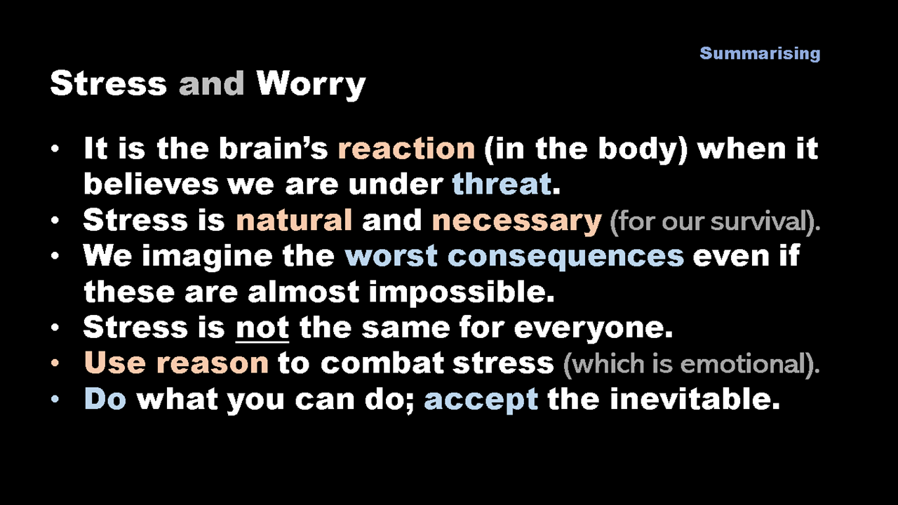 Summary diagram: what is stress, and what happens when we worry